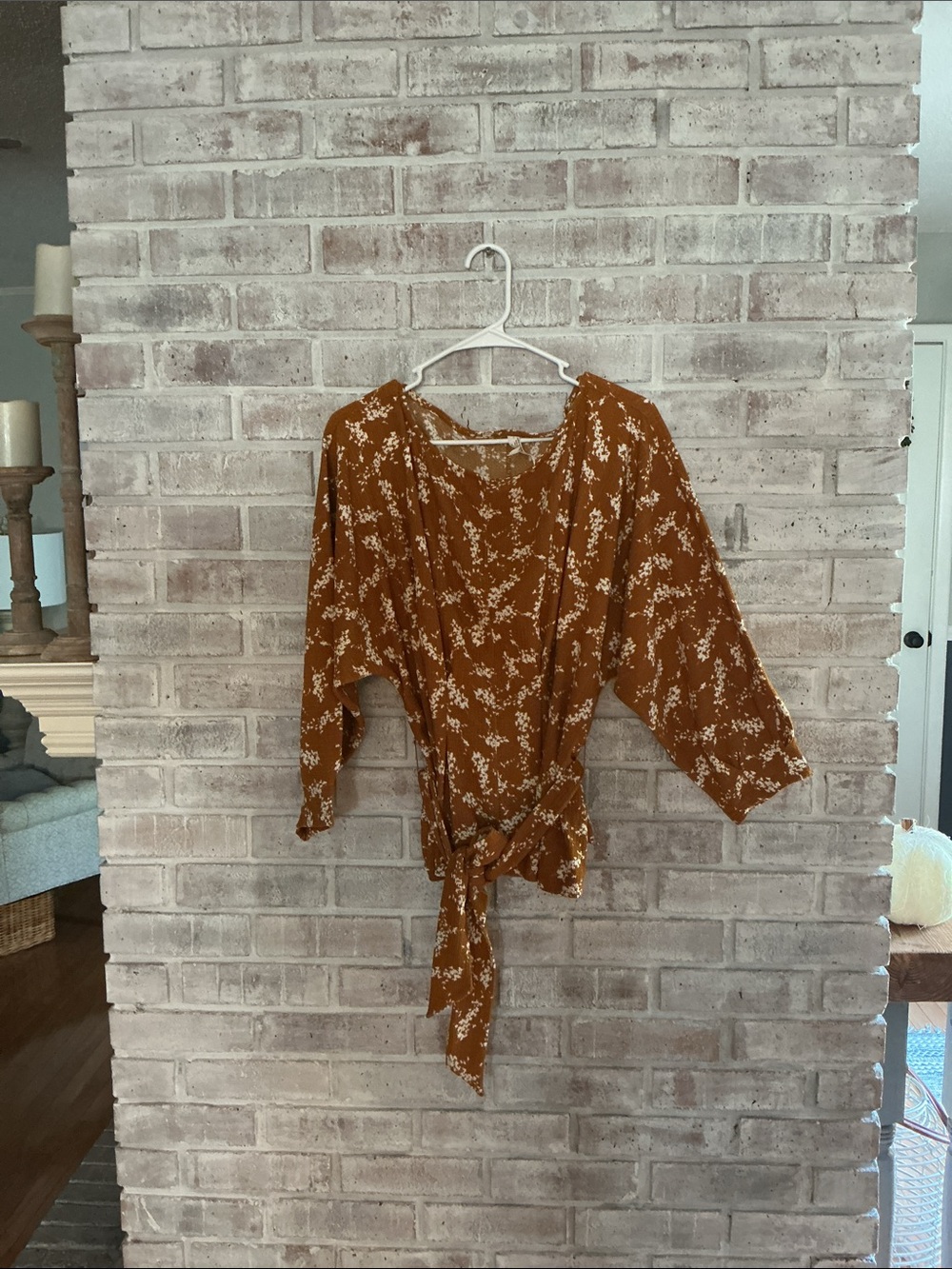 Anthropologie Amber Dolman mustard floral Top Medium